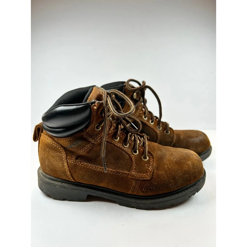 Brahma Mens Work Boots Brown‎ Suede Leather Lace Up Oil Resistant Size 7W